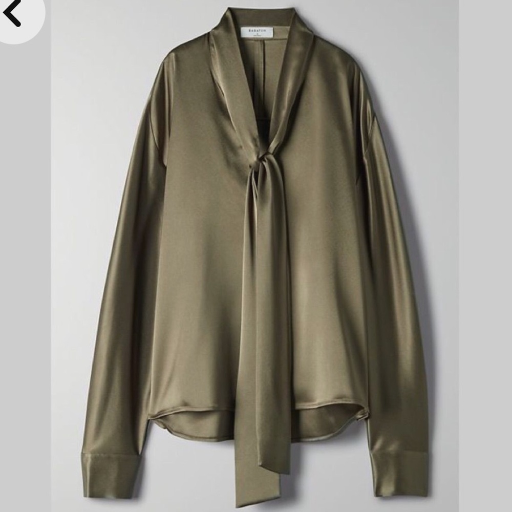 Like New Babaton Bloomsbury Satin Tie-Up Blouse